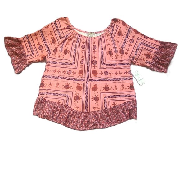 NWT STYLE & CO Women's PXL Boho Flowy Relaxed Whimsical Top Floral Pattern - Picture 9 of 12